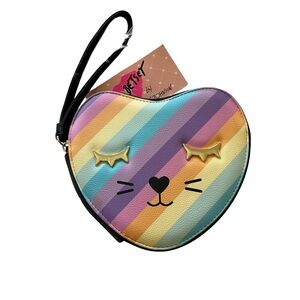 NWT’s Luv Betsey rainbow heart shape animal coin purse wristlet
